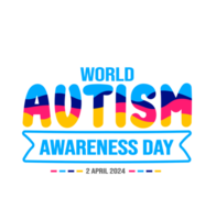 World autism awareness day typography transparent deisgn template celebrated in 2 April. use to background, banner, card, greeting card, poster, book cover, placard, photo frame, social media post png