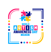 värld autism medvetenhet dag typografi transparent deisgn mall berömd i 2 april. använda sig av till bakgrund, baner, kort, hälsning kort, affisch, bok omslag, plakat, Foto ram, social media posta png