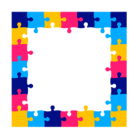 World autism awareness day autism puzzle piece frame design template celebrated in 2 April. use to background, banner, card, greeting card, poster, book cover, placard, photo frame, template. png