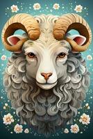 Aries zodiac sign cute cartoon photo