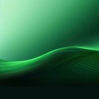 Simple empty green background, wavy lines, gradient. Generative AI photo