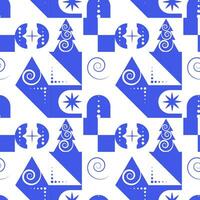 Geometric shapes winter abstract seamless pattern. vector