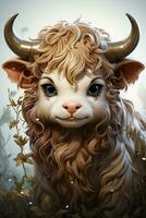 Taurus zodiac sign, cute cartoon ai photo