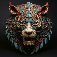 realistic 3d tiger head illustration ai photo