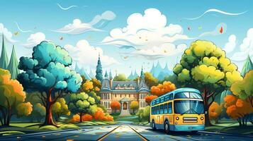 Back to school cartoon background ai photo