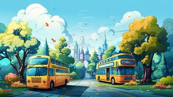 Back to school cartoon background ai photo