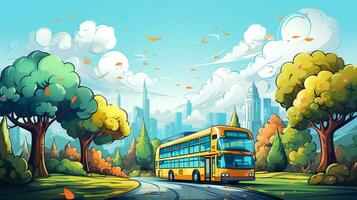 Back to school cartoon background ai photo