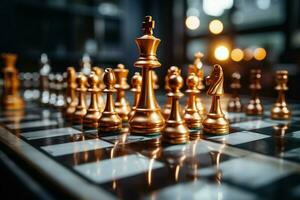 A chess piece in motion represents the businessmans quest for competitive success AI Generated photo