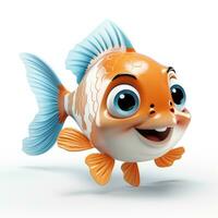 Cute 3D cartoon fish ai photo