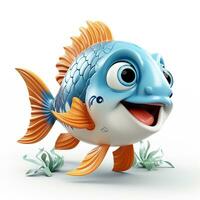 Cute 3D cartoon fish ai photo