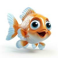 Cute 3D cartoon fish ai photo