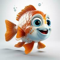 Cute 3D cartoon fish ai photo