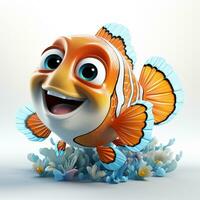 Cute 3D cartoon fish ai photo