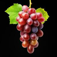 fresh grape cluster with leaves, generative ai photo