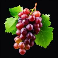 fresh grape cluster with leaves, generative ai photo