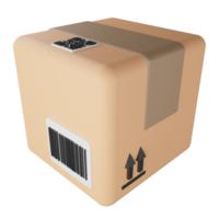 Parcel box clipart flat design icon isolated on transparent background, 3D render logistic and delivery concept png