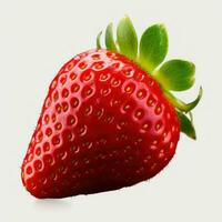 Perfect red ripe strawberry with leaf isolate, generative ai photo