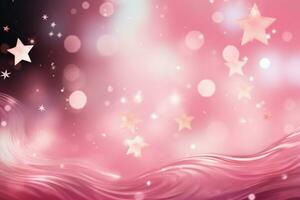 Magic stars create a mesmerizing spectacle on a soft, pink toned abstract background AI Generated photo