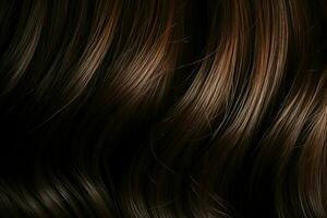 Glistening elegance Texture of shiny, rich brunette hair exudes luxurious allure AI Generated photo
