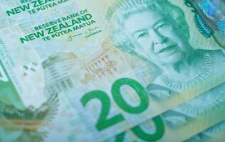 Close up of New Zealand banknote 20 dollars. photo