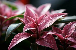 Soft pink leaf contrasts with lush blurred greens, conveying a tranquil, harmonious concept AI Generated photo