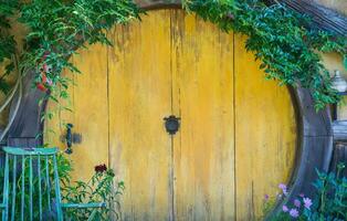 The scenery view of Hobbiton hole in Matamata town of North Island, New Zealand. photo