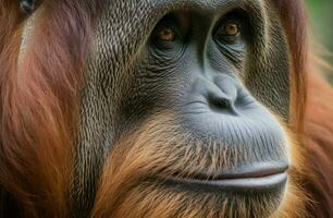 Orangutan portrait animal. Generate Ai photo