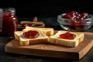 Toast jam breakfast table. Generate Ai photo