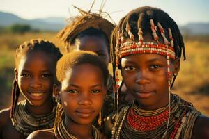 tradicional zulú personas sur África dentro un africano tribu foto