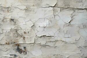 Peeling white paint on old cement wall forms textured panorama photo