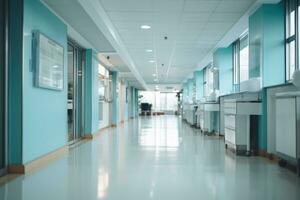 Blurred background of corridor in hospital or clinic image photo