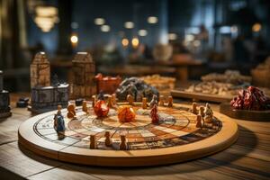 A strategic board game involving two players and pieces with different abilities photo