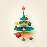 Navidad árbol juguete minimalista estilo, Navidad plano geométrico estilo alto calidad ai generado imagen foto