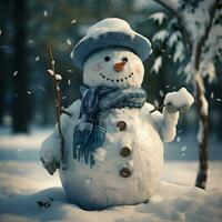 Snowman retro style high quality ai generated image photo