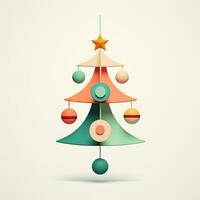 Navidad árbol juguete minimalista estilo, Navidad plano geométrico estilo alto calidad ai generado imagen foto