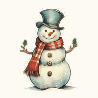 Snowman retro style white background high quality ai generated image photo