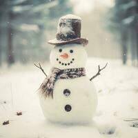 Snowman retro style white background high quality ai generated image photo