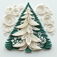 Christmas tree paper cut style white background high quality ai generated image photo