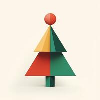 Navidad árbol juguete minimalista estilo, Navidad plano geométrico estilo alto calidad ai generado imagen foto