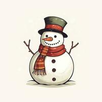 Snowman retro style white background high quality ai generated image photo