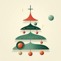 Navidad árbol juguete minimalista estilo, Navidad plano geométrico estilo alto calidad ai generado imagen foto