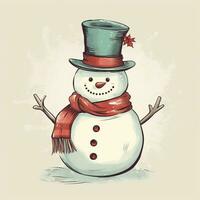 Snowman retro style white background high quality ai generated image photo