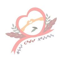 Breast cancer awareness month with creative pink ribbon and love sign. vector