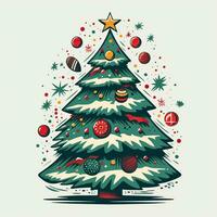 Christmas tree retro style white background high quality ai generated image photo