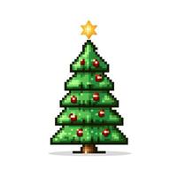 Simple cartoon pixel art Christmas tree high quality ai generated image photo