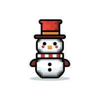 Simple cartoon pixel art Christmas Snowman high quality ai generated image photo