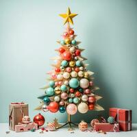 Navidad árbol 70s estilo blanco antecedentes alto calidad ai generado imagen foto