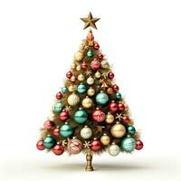 Christmas tree retro style white background high quality ai generated image photo