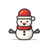 sencillo dibujos animados píxel Arte Navidad monigote de nieve alto calidad ai generado imagen foto