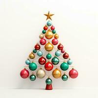 Christmas tree 70s style white background high quality ai generated image photo